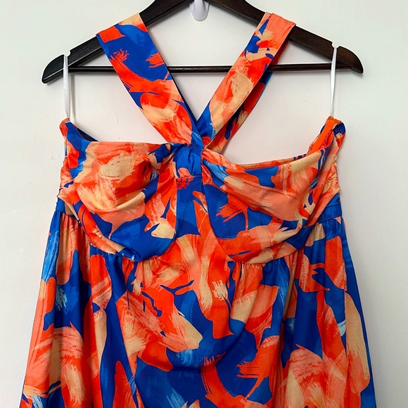 GRACE KARIN Criss Cross Halter Neck Summer Floral Print Flowy Maxi Dress - Picture 8 of 9